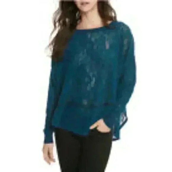 Free People Sweaters - Free People Not Cold in This Floral Brushed Lace Knit Pullover Sweater